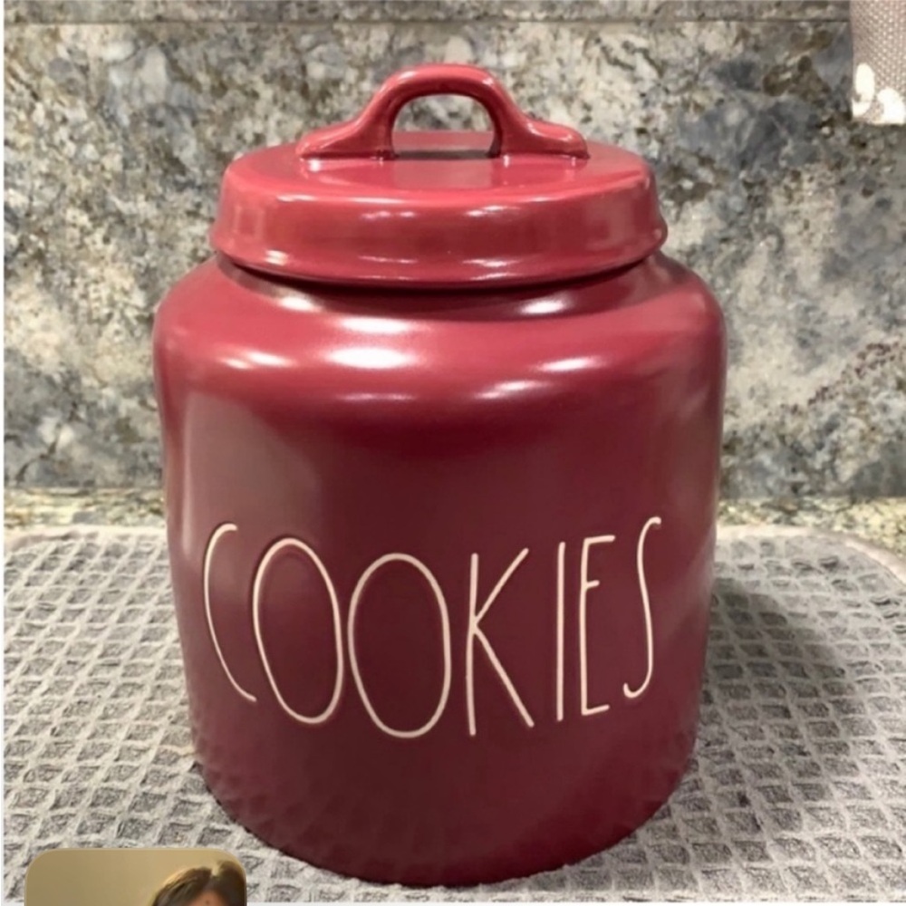 NWT Rae Dunn Red “COOKIES” Ceramic Canister Cookie Jar